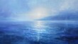 © Thanthara - Mystical seascape, oil painting, surreal blues, twilight, panoramic, shimmering light.