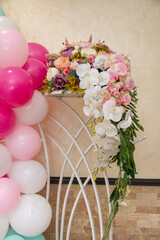 Wall Mural - Decoration with balloons and flowers at a christening