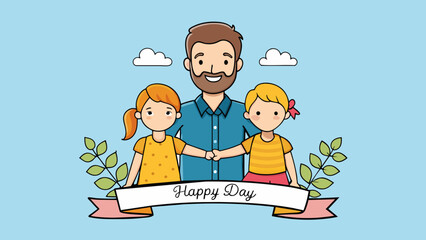 Sister's Day with Dad vector illustration