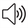 Speaker outline icon vector illustration isolated on white background. Volume icon. Loudspeaker line icon vector. Audio. Sound symbol, high volume