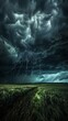 Dark Ominous Rainclouds, capturing the dramatic and threatening appearance of heavy rainclouds looming over a landscape, creating an intense and foreboding atmosphere