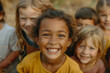© B & G Media - A heartwarming portrait capturing a group of diverse, cheerful, and happy children of various ethnic backgrounds enjoying outdoor activities together.Diversity Conecpt
