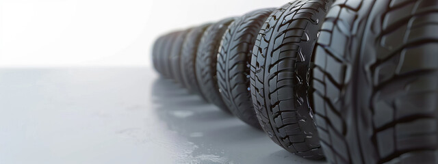  website hero banner of a row of tires with a white background,generative ai