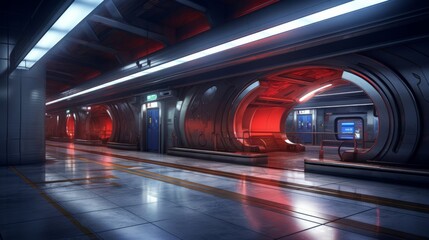 Canvas Print - Modern futuristics subway station