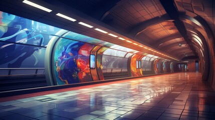 Canvas Print - Modern futuristics subway station