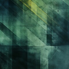 Poster - grungy background with green and grey patterned lines, punctured canvases, dark indigo and green