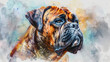 Portrait of mastiff dog. Colorful watercolor painting illustration.