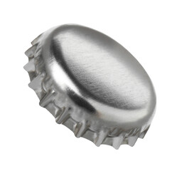 Wall Mural - One silver beer bottle cap isolated on white
