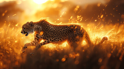 Within the virtual savanna, a cheetah's silhouette flickers into existence, its simulated muscles coiled with potential energy, ready to unleash in a burst of digital speed-2