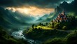 Dark Moody Nature Fantasy Landscape With Castle Wallpaper Background