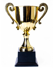 golden trophy cups for first prize-winning, isolated on a white background.