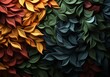 a colorful abstract background leaves, sculptural paper constructions