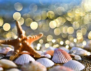 Background inspired by the glittering summer of starfish and shells.