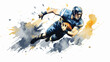 Watercolor sketch of Football player in vector. 2d
