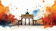 Watercolor sketch with splash of Brandenburg Gate B
