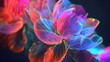 Close up, abstract flower fusion, creativity burst, neon outlines, shadow play