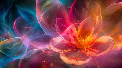 Canvas Print - Tight shot, flower abstraction, creative twist, vivid streaks, spotlight, high detail 