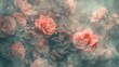 Zoom on abstract floral, retro vibe, faded colors, vintage filter, nostalgic mood