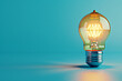 A bright, glowing light bulb symbolizing creativity, innovation, and inspiration