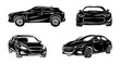 set of car silhouettes on isolated background