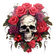 A Human Skull with Roses