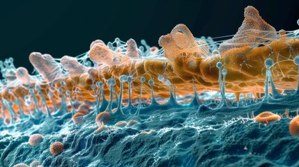 Poster - An electron microscopy image of a cell membrane attached to a bacterial cell wall highlighting the important role of the cell wall