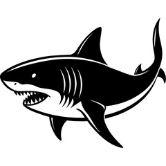 Poster - shark cartoon isolated on white