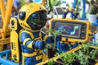 A pandaheaded astronaut carefully tends to the space stations onboard garden, his gentle nature nurturing the plants, seen in caring closeup