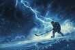 Electrifying Hockey Player Braving the Storm on the Frozen Ice Rink