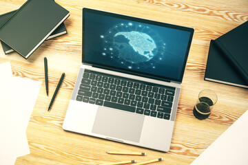 Wall Mural - digital america map on modern laptop screen, international trading concept. 3d rendering