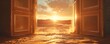 © Milan - Wooden old door opened in sunn light desert.