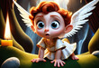 Small cute baby angel. Generative AI