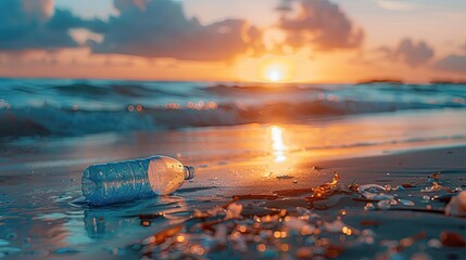 plastic pollution on a beach or shoreline