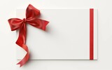 Fototapeta  - close up of a note card with ribbon bow on white background