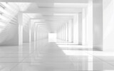 Fototapeta Do przedpokoju - Futuristic abstract 3D white background, has ground, perspective point of view