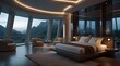 Building Exterior luxury of bedroom house, hotel and resort with sea view at sunset.generative.ai 