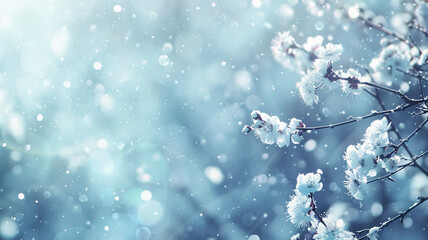 Canvas Print - snow and flowers background