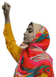 PNG A brave Muslim girl raising her fist painting portrait adult
