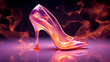 A beautiful artistic glass high-heeled shoes 3D scene material
