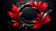 Red Celestial Wreath on Black, Vibrant Galactic Wreath in Space, Cosmic Red Wreath Explosion, Glowing Celestial Wreath in the Universe(Generative AI)