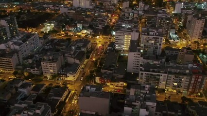 Wall Mural - Aerial View Of Miraflores District At Night in Lima, Peru.
