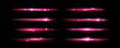 © klyaksun - Pink light flare effect with magic lens sparkle shine. Flash glare glow with glitter on neon line vector. Abstract bright beam divider collection. Festive and glamour magenta border overlay asset