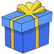 blue gift box with yellow ribbon for a festive birthday surprise