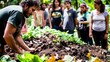 © Sasint - A workshop on composting held in a lush garden, educating on reducing waste and enriching soil, aligning with sustainable practices.