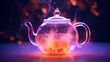 A beautiful artistic glass teapot 3D scene material
