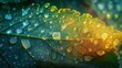Abstract Leaf Art: A photo of a leaf covered in dewdrops