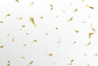 Confetti explosion on transparent background. Shiny golden paper cuts that fly . vector