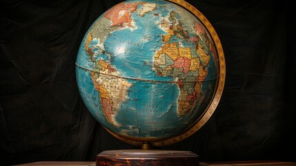 Wall Mural - World Map: A photo of a world map displayed on a globe