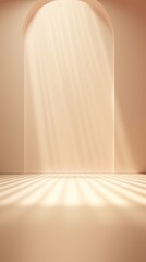 Wall Mural - 3D rendering of light beige background with spotlight shining down on the center