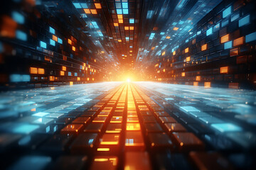 Abstract technology background of high speed global data transfer, ultra fast broadband and connection, digital cyber tech motion
